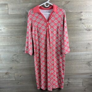 Talbots Womens Dress 3/4 Sleeve Collared Vneck Nautical Knotted Chain Size Large